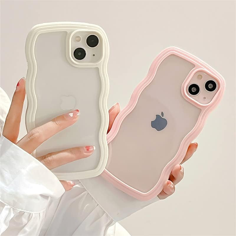 iPhone XR Wave Frame Clear Phone Case - Slim Fit, Shockproof, Translucent Bumper, Anti-Scratch TPU Case in White.