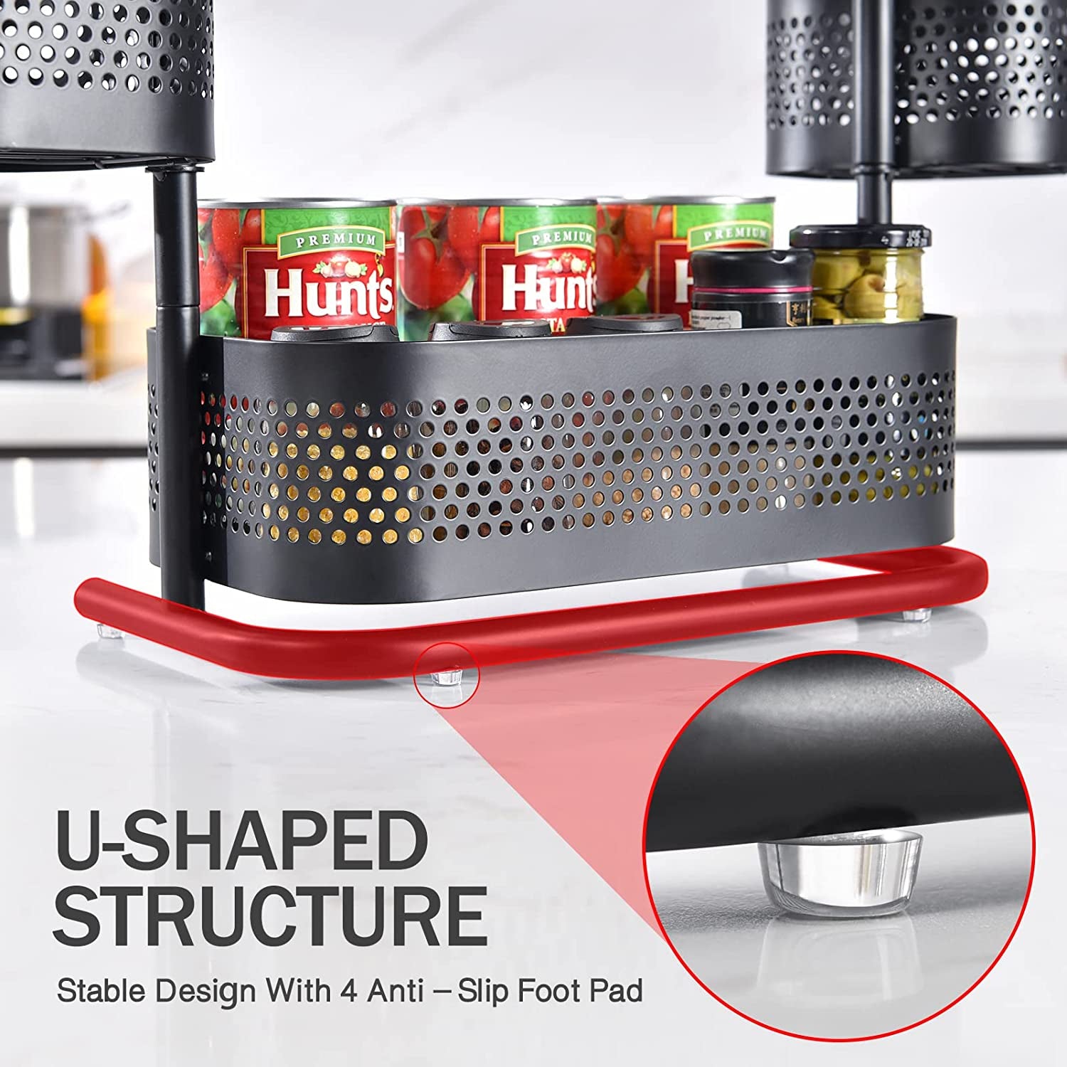 3-Tier Rotating Bathroom Counter Organizer: Black Vanity and Kitchen Spice Rack Shelf for Countertop Storage