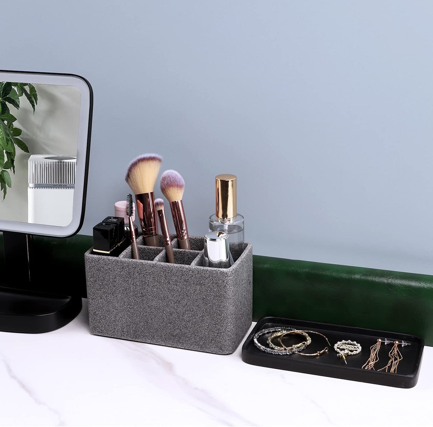 Toothbrush and Bathroom Essentials Organizer - Countertop Storage Caddy for Electric Toothbrushes, Toothpaste, Makeup Brushes, and More