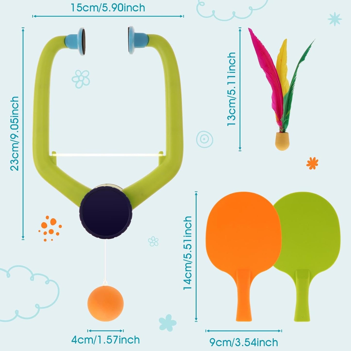 Indoor Hanging Table Tennis Trainer Set with Self Training, Pingpong Paddles, and Balls - Ping Pong Trainer