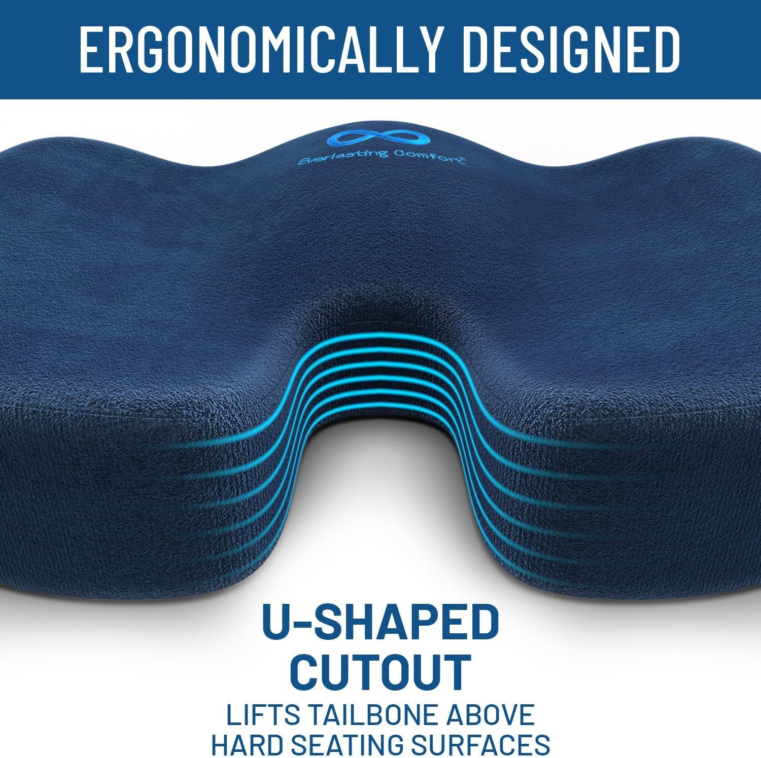 Premium Seat Cushion for Tailbone Pain Relief and All-Day Sitting Support - Office Chair, Desk Chair, Car Seat - Sciatica Pain Relief Pillow