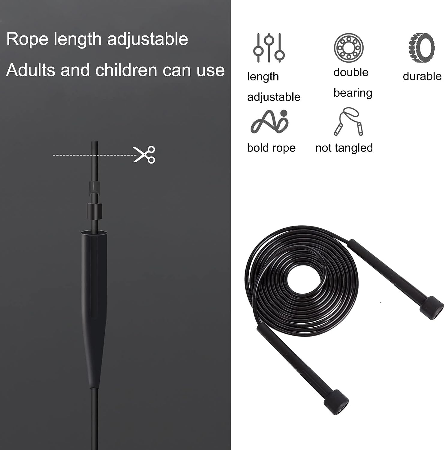 Speed Jump Rope for Men, Women, and Kids - Tangle-Free Fast Skipping Rope with Adjustable Length, Solid PVC Material for Speed Jumping. Ideal for Fitness, Crossfit, Exercise, Workouts, Boxing, MMA, and Gym Training.