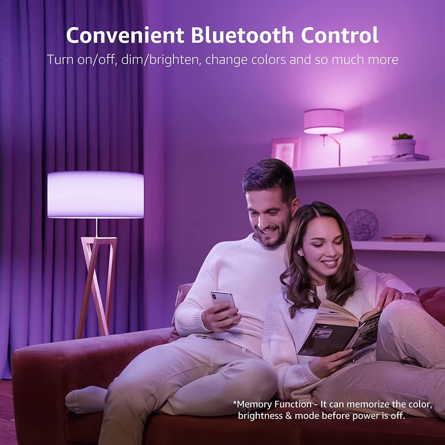 Smart Light Bulbs: Bluetooth Color Changing Bulbs, Dimmable via App (Bluetooth, not WiFi), Equivalent to 60 Watts, A19 E26 RGB Bulb for Bedroom, Home, Party, and More.