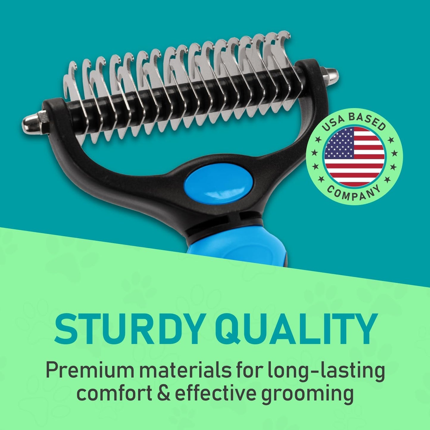 Professional Pet Grooming Brush - Dual-Sided Shedding and Dematting Undercoat Rake Comb for Dogs and Cats, Extra Wide Design, Blue Color