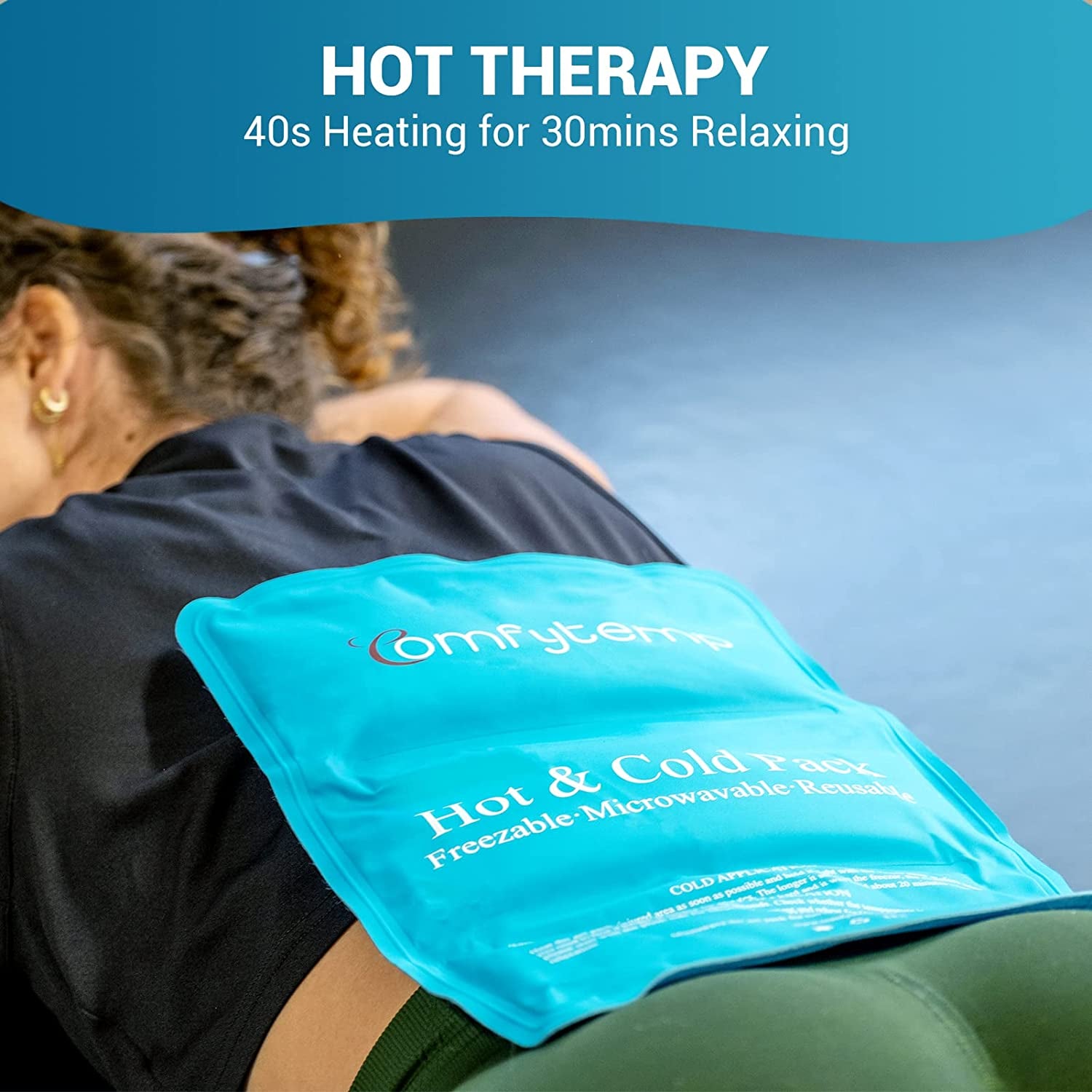  Gel Cold & Hot Packs for Injuries - Reusable 10.5" X 14.5" Warm or Ice Pack with Strap for Shoulder, Hip, Knee, and Lower Back - Gel Ice Pack Cold Compress for Sprains, Swelling, Bruises, and Pain Relief