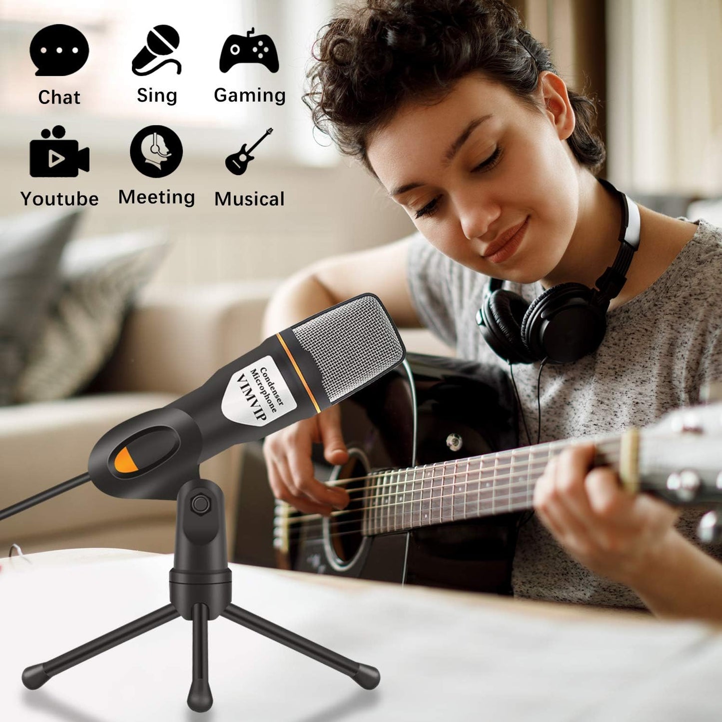 USB Computer Microphone with Stand for Recording, Gaming, Chatting, and Skype on iMac, PC, Laptop, and Desktop Windows Computers