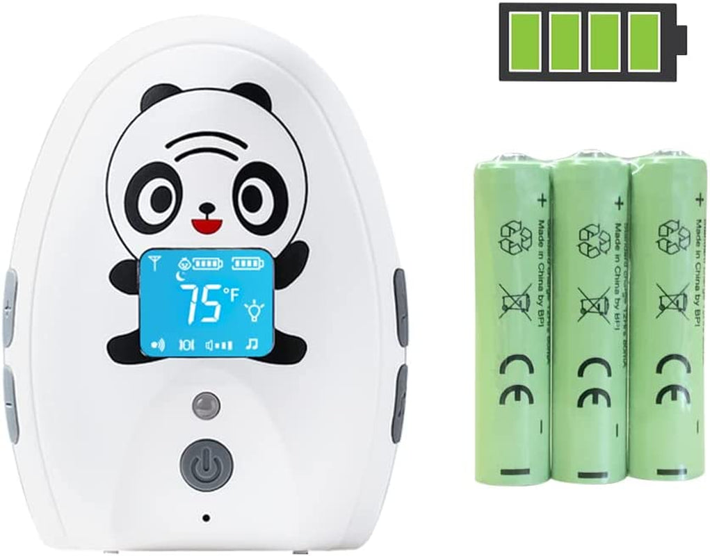 Mustang Panda Audio Baby Monitor - Features Two-Way Talk, Long Range up to 1000 ft, Temperature Monitoring with Warning, Lullabies, Vibration Alerts, LCD Display, and comes with 2 Adaptors and 1 Rechargeable Battery for convenience.