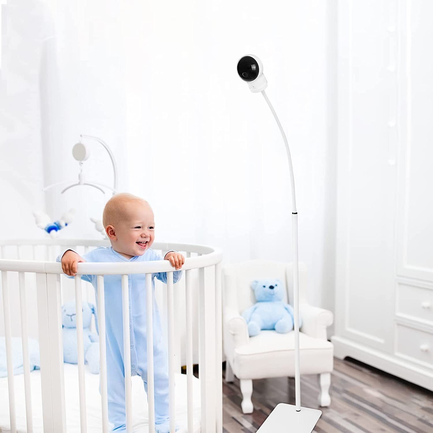 Floor Stand for Baby Monitors - Available in 35-inch and 63-inch options. Compatible with Infant Optics DXR-8/DXR-8 Pro, eufy, Vava, Hipp, Nooie, Owlet, Motorola, and any other cameras with a 1/4 Screw Mount.