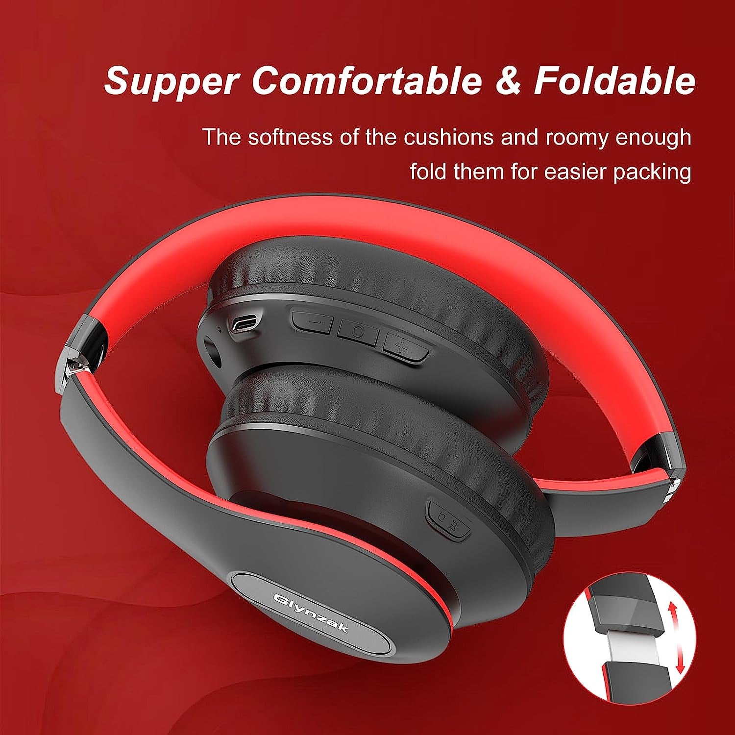 Bluetooth Headphones over Ear Foldable Headset with 65H Playtime, Hifi Stereo, Microphone, and 6EQ Modes. Bluetooth V5.3 Headphones for Travel, Smartphone, Computer, Laptop