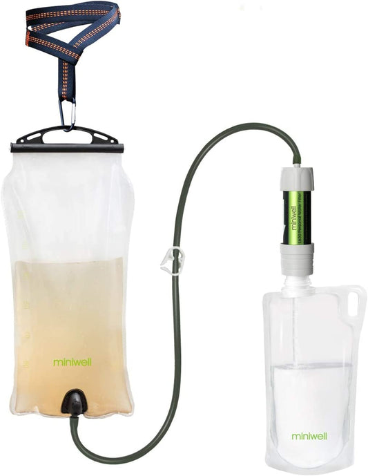 Miniwell Ultralight Gravity Water Filter Straw: A Versatile Solution for Hikers with Optional Accessories. TUV Proven for Emergency Kits and Hurricane Storm Supplies.