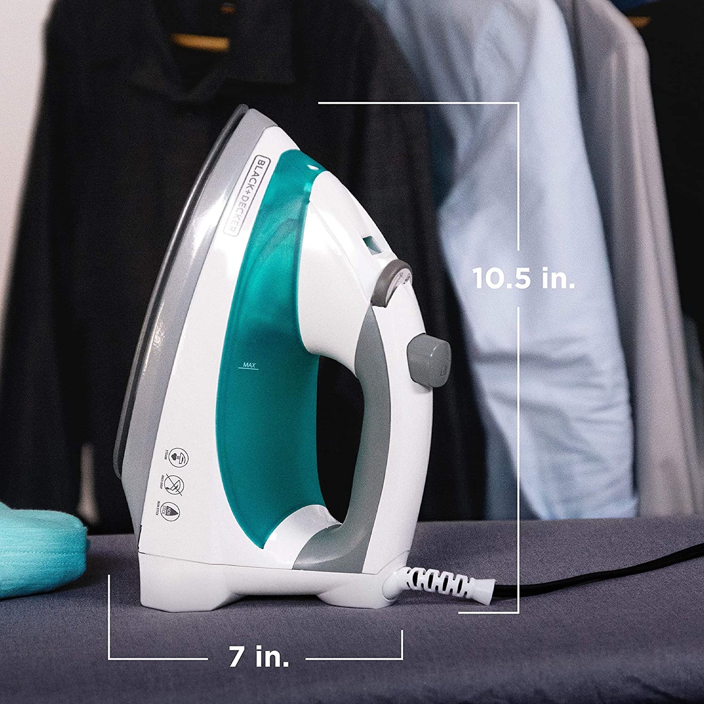 Lightweight Steam Iron, Teal1200 Watt Clothing Iron