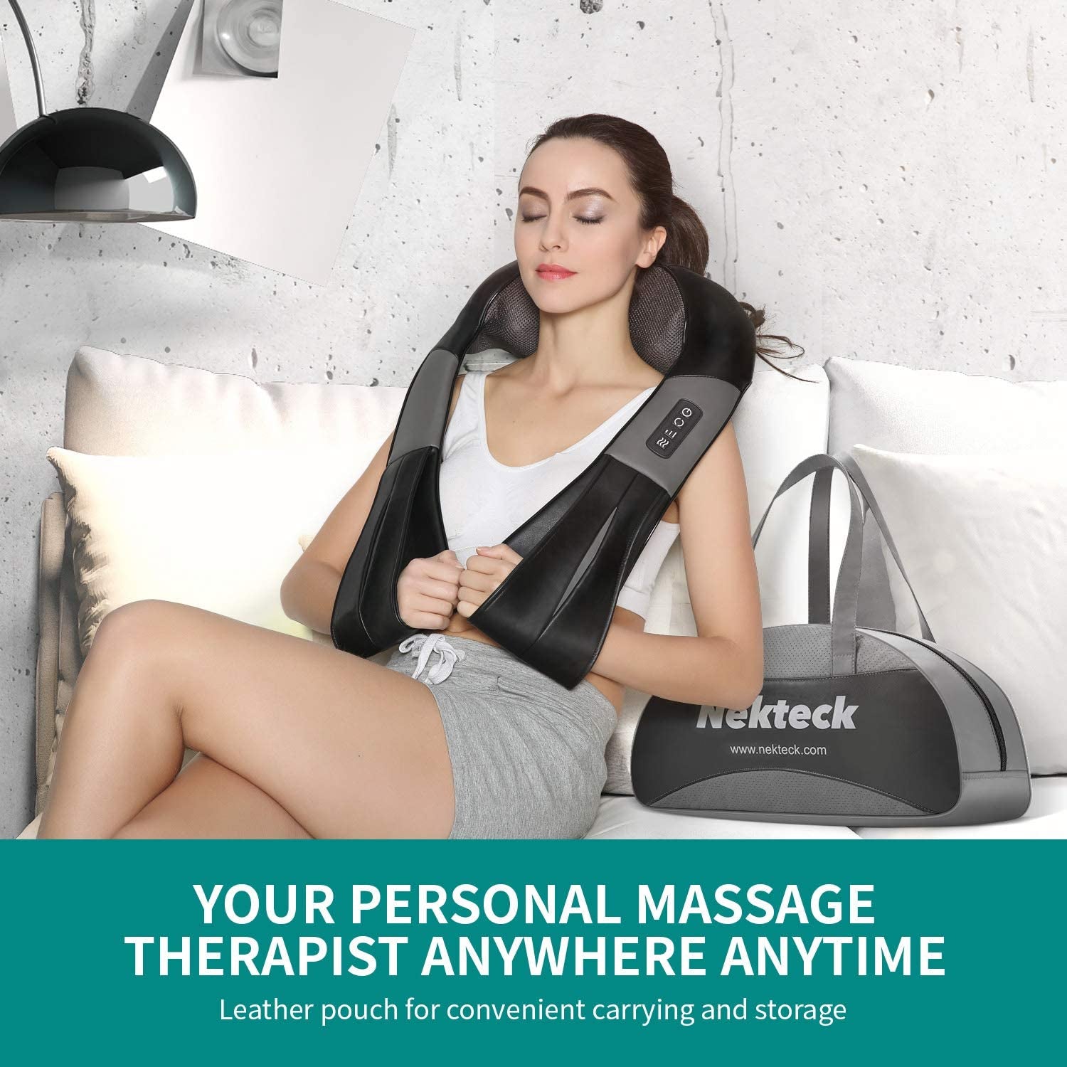 Shiatsu Neck and Back Massager with Soothing Heat - Electric Deep Tissue 3D Kneading Massage Pillow for Shoulder, Leg, and Body Muscle Pain Relief - Suitable for Home, Office, and Car Use (Black)
