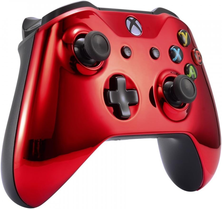 Red Chrome Front Housing Shell Faceplate for Xbox One S & Xbox One X Controller.