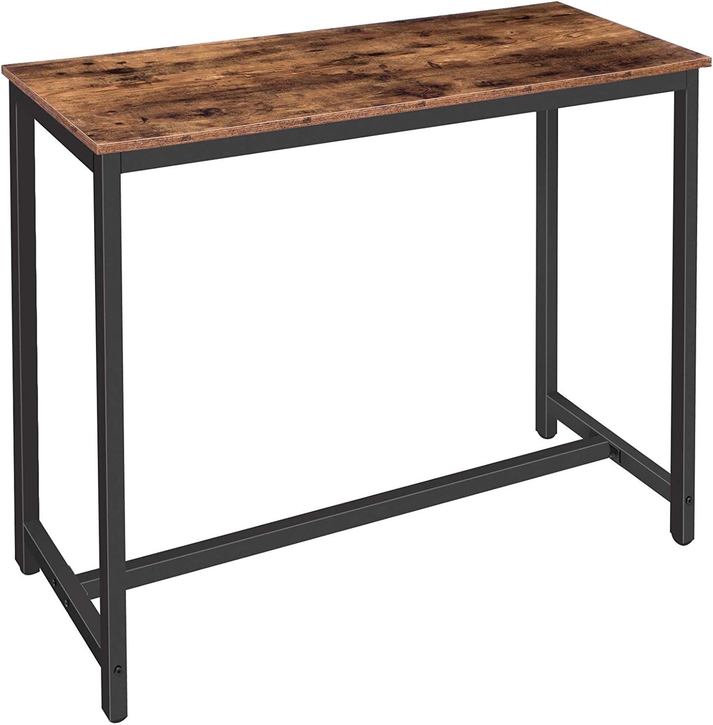 Rectangular Bar Table, 47.2" Pub Table for Living Room, Dining Room, and Kitchen, Adjustable Feet, Sturdy Metal Frame, Industrial Design, Easy Assembly, Rustic Brown Finish