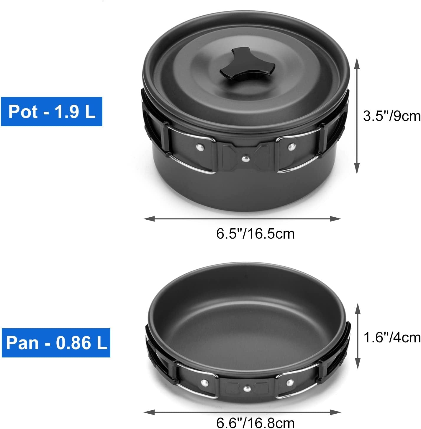 Camping Cookware Mess Kit with Mini Stove and Lightweight Utensils - Pot, Pan, Kettle, Cups, and Cutlery Set for Backpacking, Outdoor Camping, Hiking, and Picnics
