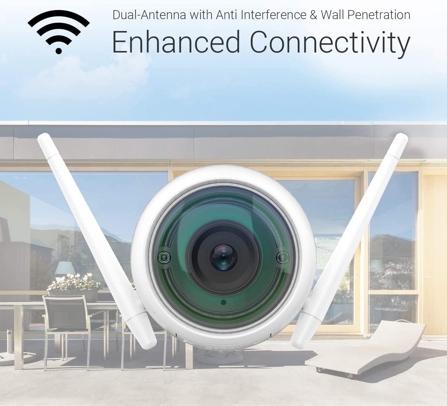 Weatherproof Outdoor Wifi Security Camera - 1080P Resolution, 100Ft Night Vision, Smart Motion Detection Zone, 2.4GHz Wifi Connectivity Only 