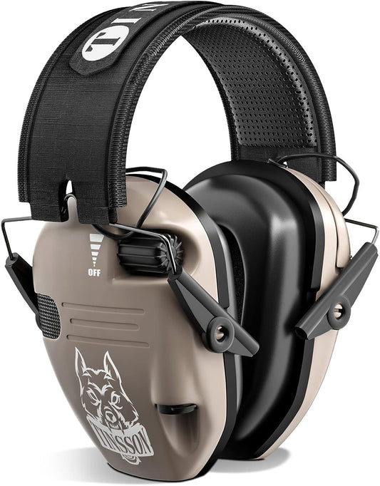  Electronic Noise Cancelling: NRR 23dB Earmuffs for Shooting and Hunting, Equipped with 3.5mm Audio Jack for Gun Range Use in FDE Color