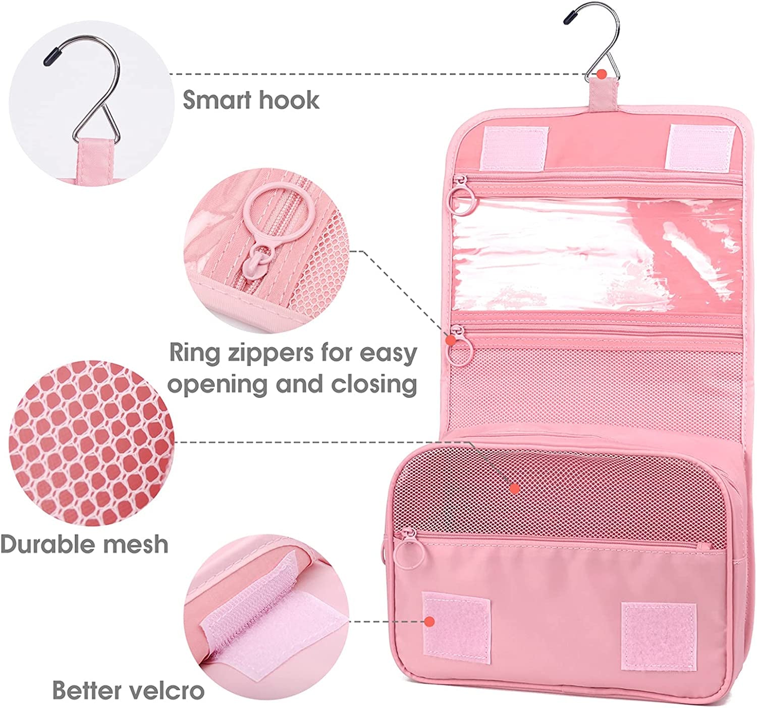 Waterproof Organizer Hanging Travel Toiletry Bag Cosmetic Make up Organizer  - Pink