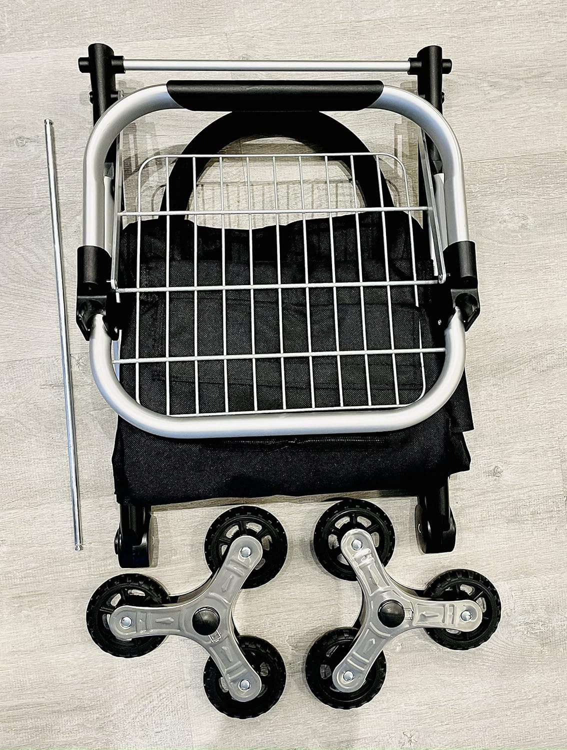  Folding Stair Climbing Shopping Trolley with 6 Wheels, Aluminum Frame, and Removable Waterproof Canvas Bag - Ideal for Grocery Shopping