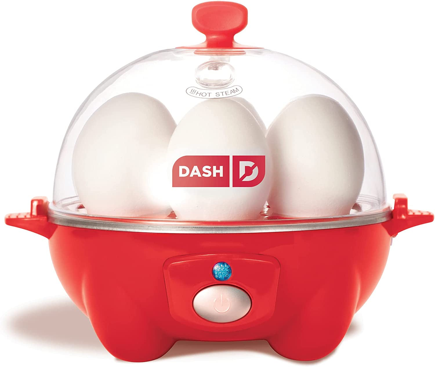 Electric Egg Cooker: Rapid 6 Egg Capacity Cooker for Hard Boiled Eggs, Poached Eggs, Scrambled Eggs, or Omelets with Auto Shut Off Feature - Red Color.