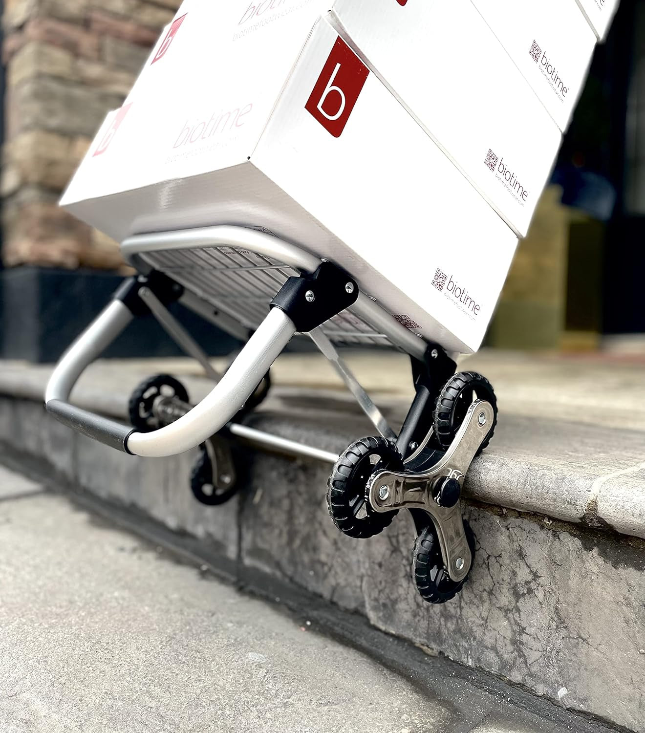  Folding Stair Climbing Shopping Trolley with 6 Wheels, Aluminum Frame, and Removable Waterproof Canvas Bag - Ideal for Grocery Shopping