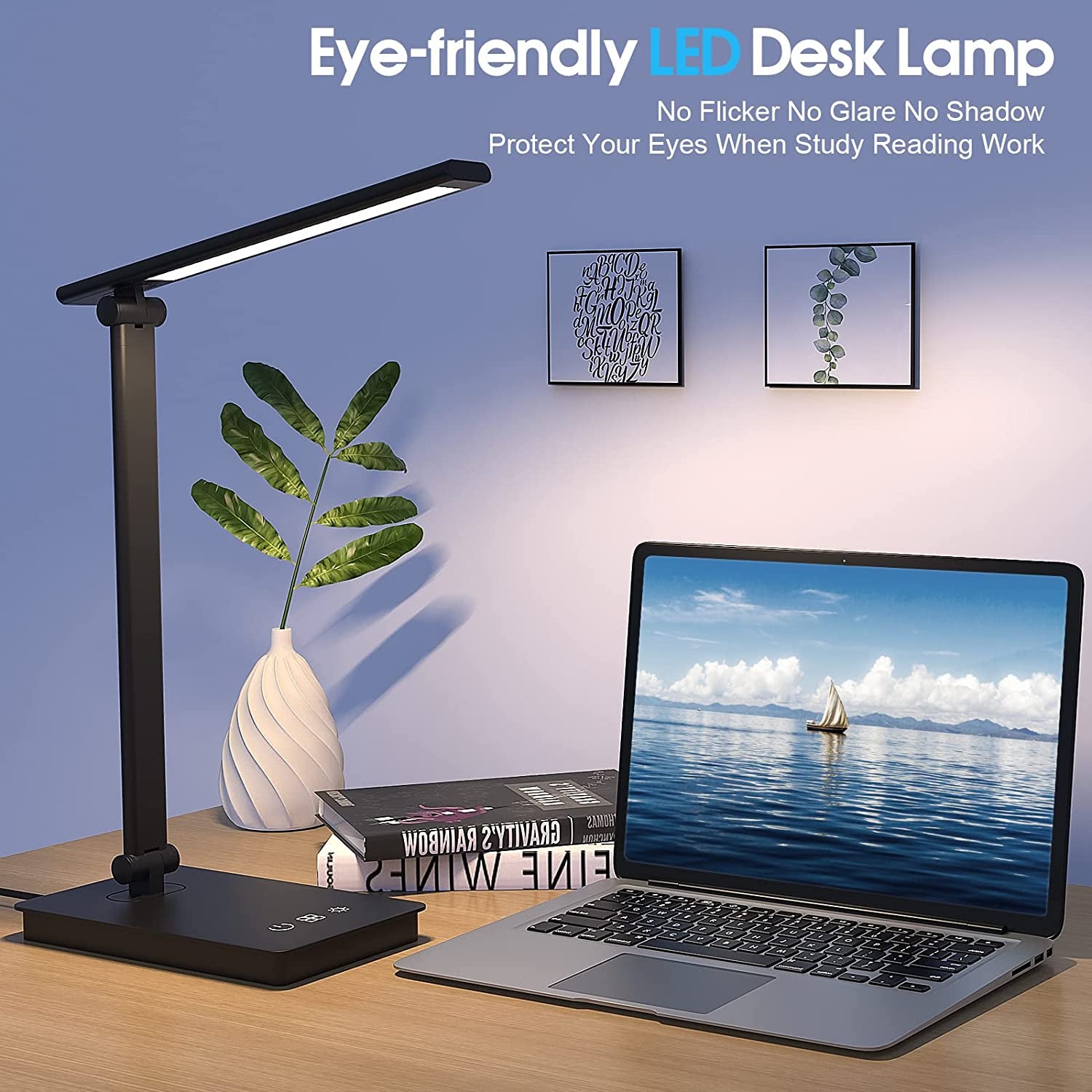 Dimmable LED Desk Lamp for Home Office: Enjoy an Eye-Caring Reading Desk Light with 5 Lighting Modes and 5 Brightness Levels. Featuring Touch Control and a Foldable Design, this Table Desk Lamp is Perfect for Bedside, Office, Study, Reading, and Work.