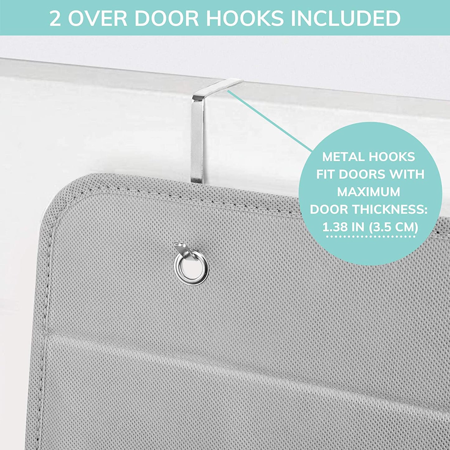 Over the Door Baby Organizer - 4 Pockets with Clear Window, 2 Utility Pockets. Unisex