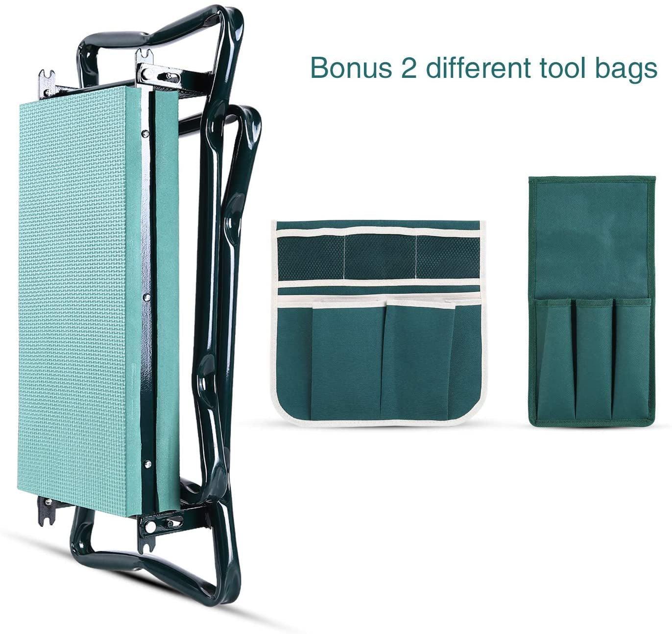 Foldable Garden Kneeler and Seat with 2 Tool Pouches: Portable Bench Stools for Gardeners