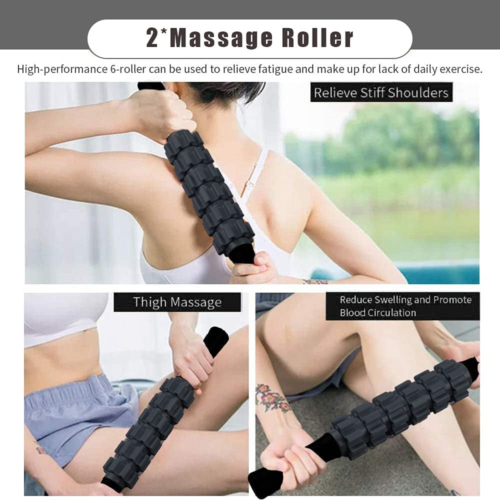 Versatile 4-in-1 Foam Roller Set with Muscle Roller Stick and Massage Balls - Ideal for Deep Tissue Massage, Effective Pain Relief for Back and Legs, and Enhanced Exercise Experience