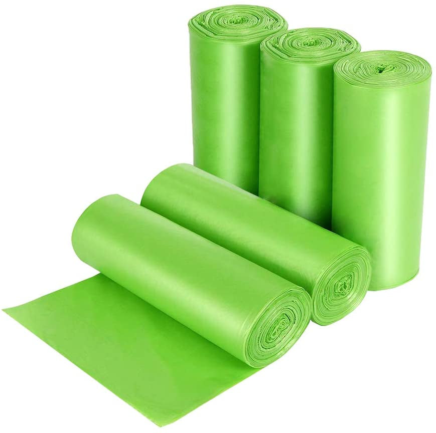 Compostable Trash Bags: 2.6 Gallon Small Disposable Compost Bags, 150 Count, Made from PSM Starch-Based Material, Suitable for Kitchen, Bathroom, Bedroom, Office Trash Cans - Green Color