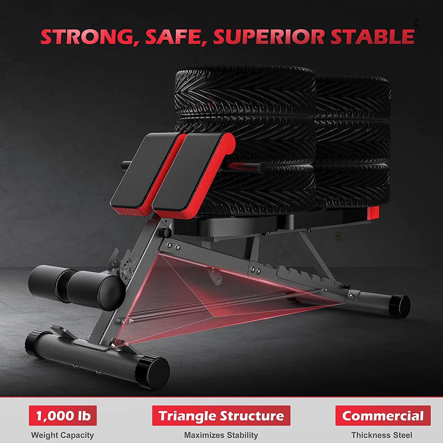 Weight Bench for Comprehensive Full-Body Workout - Hyper Back Extension, Roman Chair, Adjustable Ab Sit-Up Bench, Incline Decline Bench, and Flat Bench