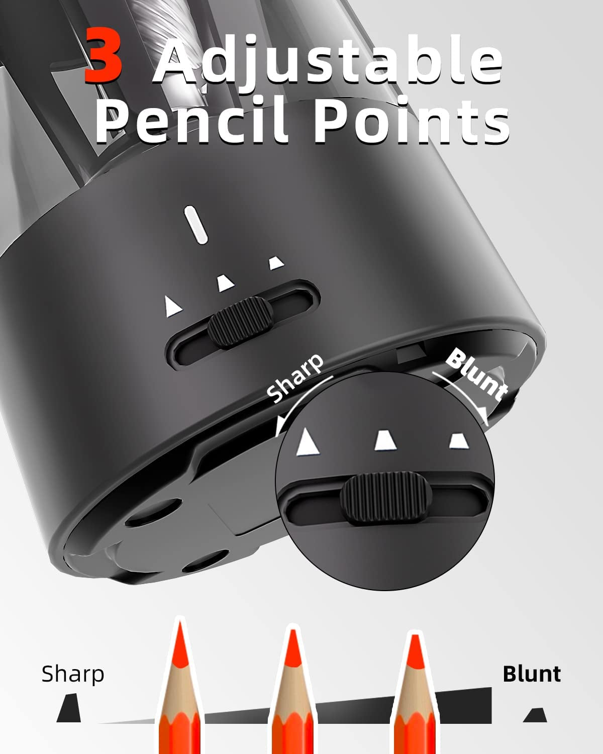 Battery-Powered Electric Pencil Sharpener - Compact and Fast Sharpening, Suitable for No.2/Colored Pencils (6-8mm) - Perfect for School, Classroom, Office, or Home Use in Black.