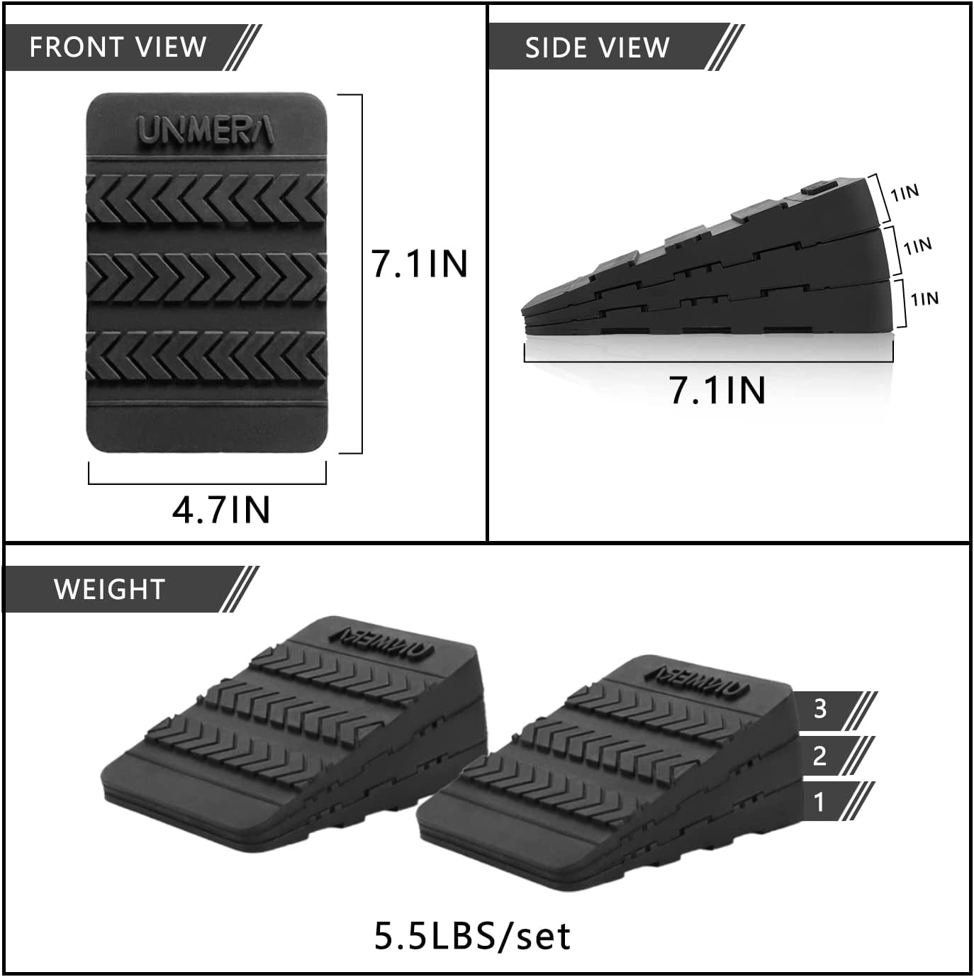 Adjustable Non-Slip Rubber Squat Wedge Blocks (6PCS) - Improve Mobility, Balance, and Strength for Squats, Deadlifts, and More.