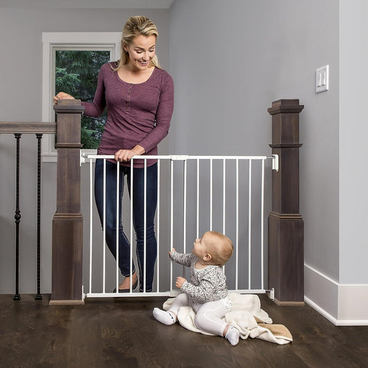 2 in 1 Extra Wide Stairway and Hallway Safety Gate with Mounting Kit - White