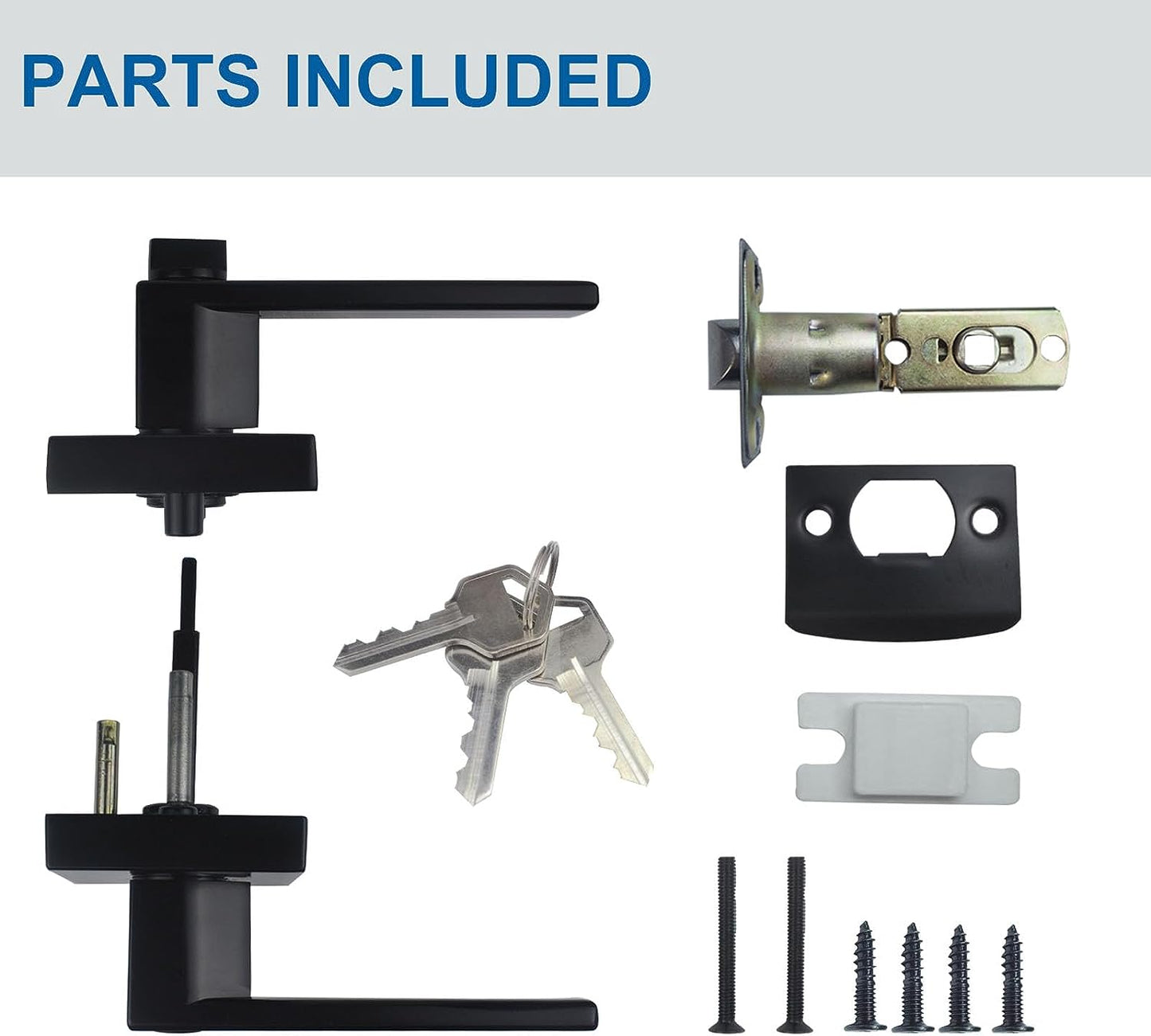 Matte Black Straight-Style Door Lever with Keyed-Alike Entry Function - Includes Exterior and Interior Entry Lock with Keys. Suitable for Both Left and Right-Handed Doors. Available in a 1-Pack.