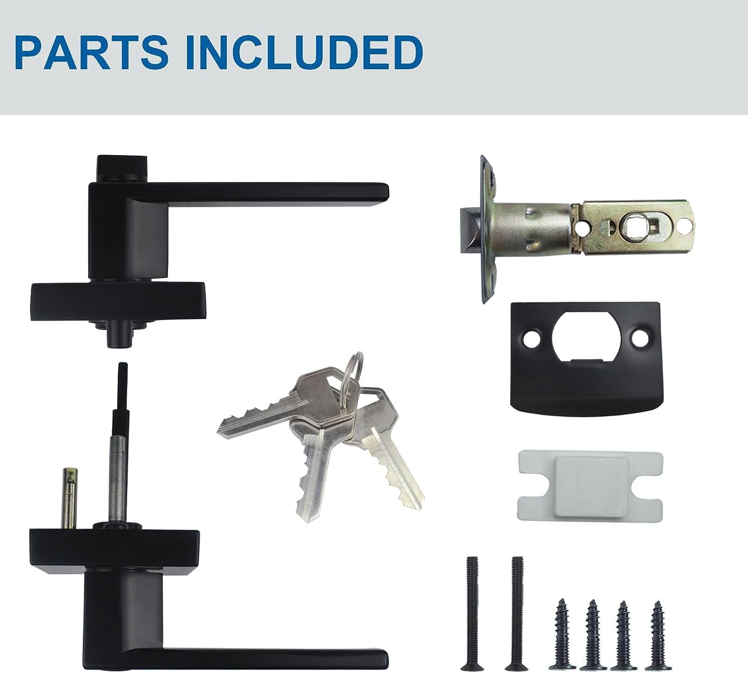 Matte Black Straight-Style Door Lever with Keyed-Alike Entry Function - Includes Exterior and Interior Entry Lock with Keys. Suitable for Both Left and Right-Handed Doors. Available in a 1-Pack.