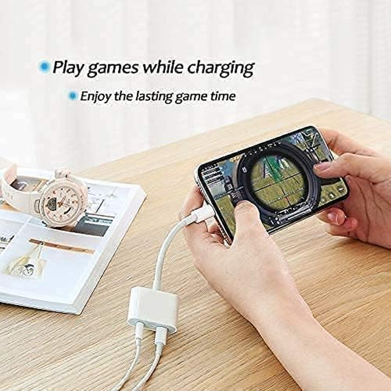 2-in-1 Headphone Jack Adapter for iPhone - Combines a 3.5mm Jack AUX Audio Dongle and Charging Cable Connector, Compatible with iPhone 11, 7, 8 Plus, X, 10, XS, XS Max, XR, and Supports All iOS Systems.