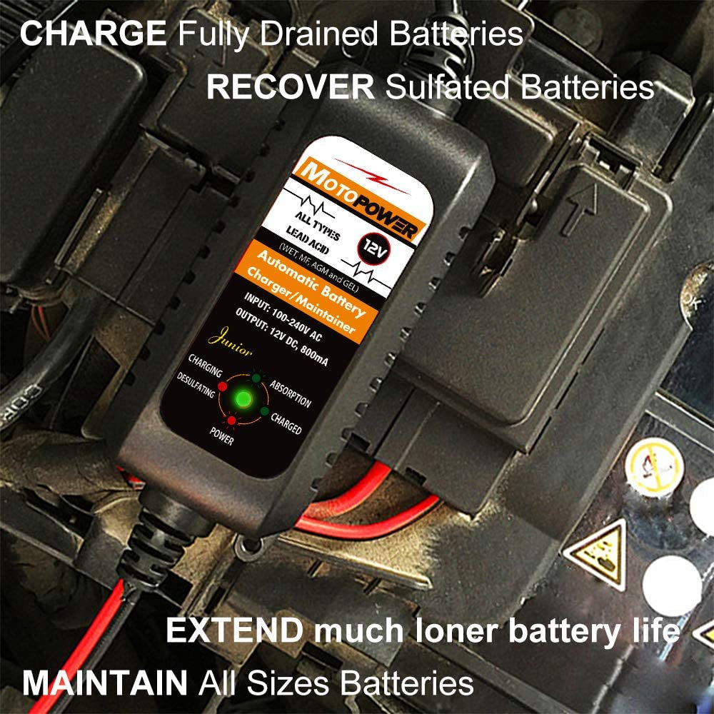 12V 800mA Fully Automatic Battery Charger/Maintainer