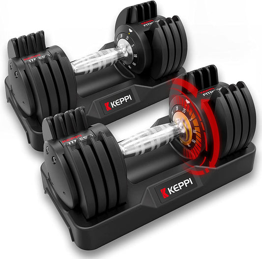  Fitness Adjustable Dumbbells Set - 25lb Dumbbell with Secure Anti-Slip Metal Handle for Effective Exercise & Full Body Workout - Fast Weight Adjustment for Optimal Fitness