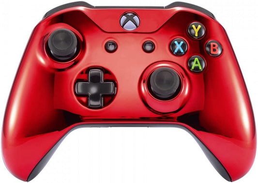 Red Chrome Front Housing Shell Faceplate for Xbox One S & Xbox One X Controller.