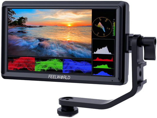 6-Inch DSLR Camera Field Monitor FW568 V3 with Waveform, LUTs, Video Peaking, and Focus Assist - Full HD IPS Display (1920x1080), 4K HDMI Input/Output, 8.4V DC Power Support, Includes Tilt Arm