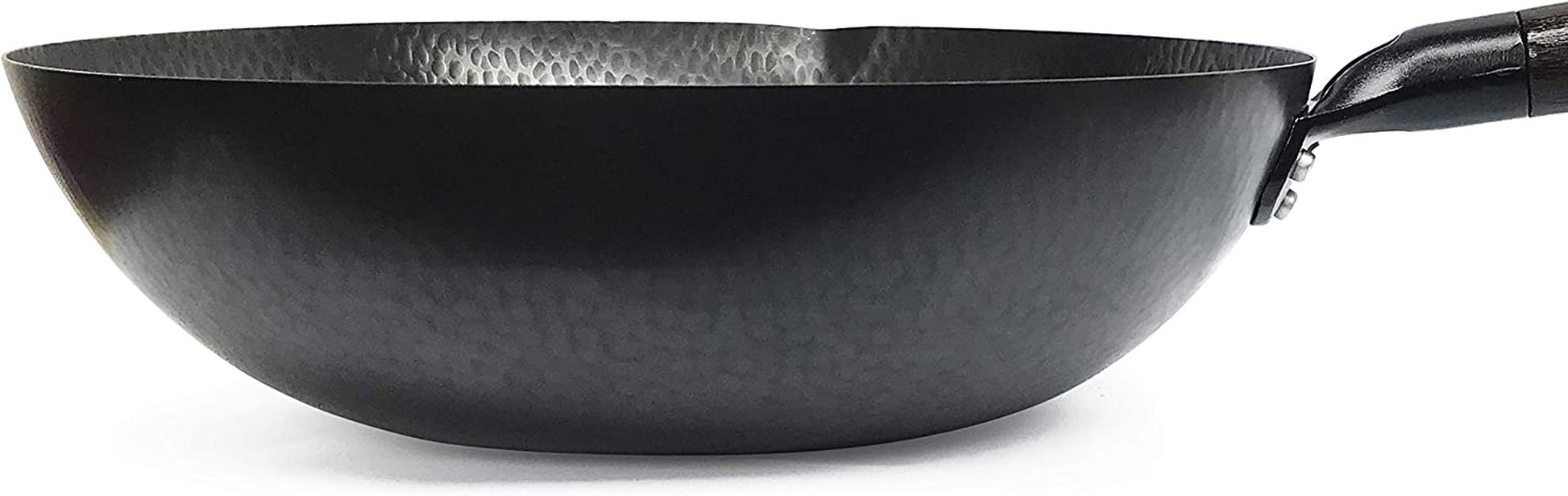 Carbon Steel Wok for Electric, Induction, and Gas Stoves: Includes Lid, Spatula, and User Guide Video