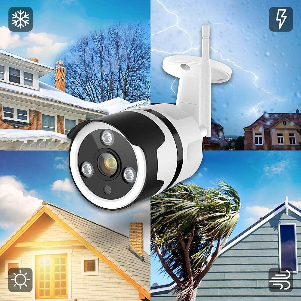 Waterproof Outdoor Security Camera, 1080P Wifi Surveillance Camera with 2-Way Audio, Wireless IP Camera for Home Security, FHD Night Vision, Motion Detection, Activity Alerts, Cloud Storage / SD Card Support