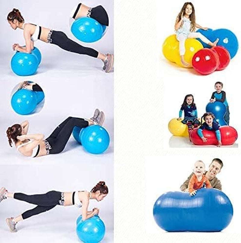 Anti-Burst Peanut Ball for Stability - Sized at 45x90cm, Ideal for Physical Therapy, Fitness, Exercise, and Birthing. Includes Resistance Bands and an Air Pump.