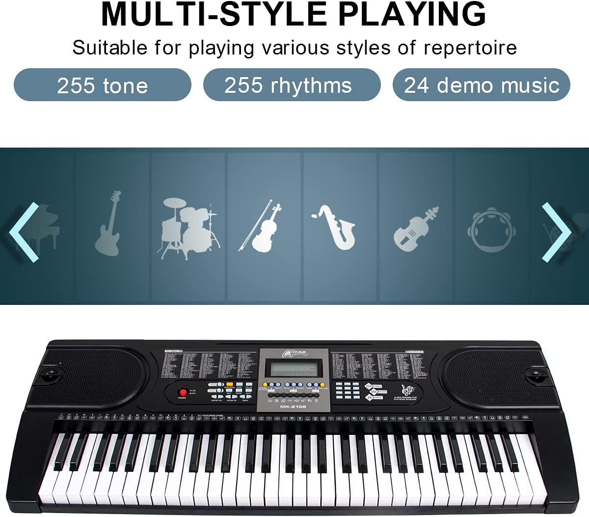  61-Key Digital Pianos-Home - Portable Electric Keyboard for Beginners