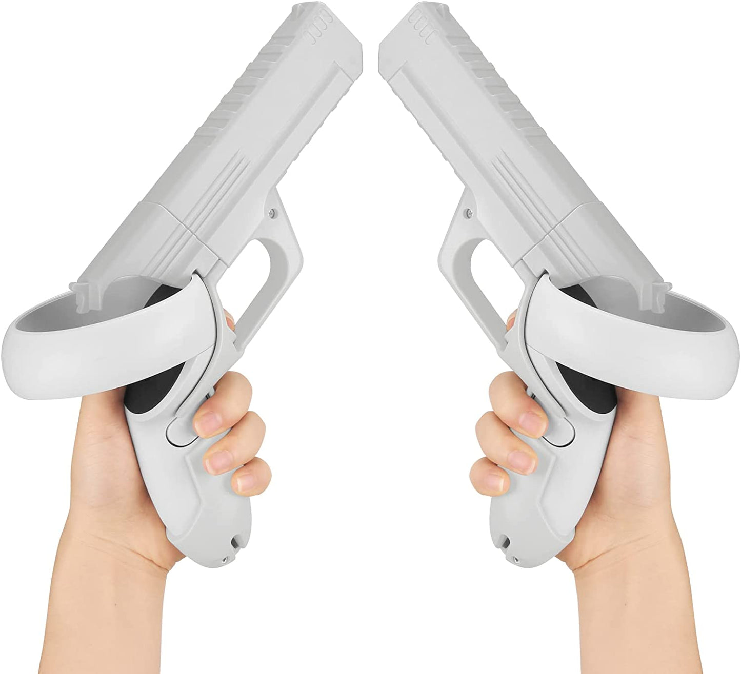 Pistol Grips - Game Gun Set Accessories designed for Pistol Whip VR Game, Improves FPS Gaming Experience on Meta Quest 2; White Color.