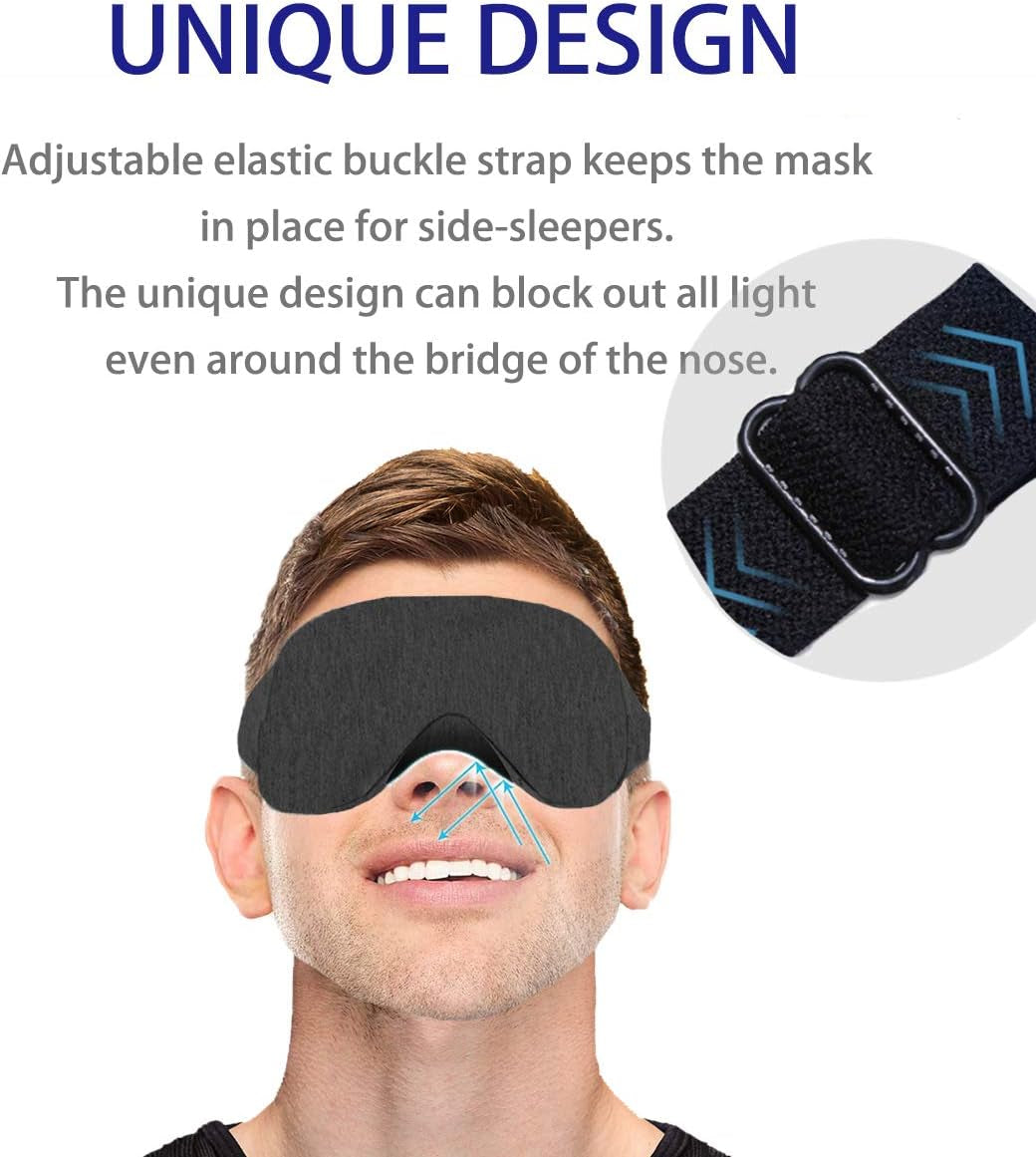 Sleep Mask: 3D Concave Design, 100% Blackout, Ultra-Soft, Adjustable for Men and Women. Ideal for Travel, Naps, Yoga, and Insomnia.