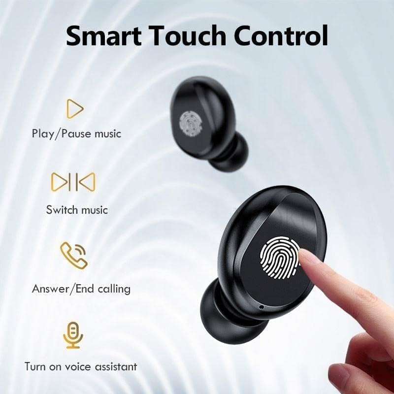 Bluetooth Earphone - Wireless Earbuds with 200 Hours of Playtime, Hi-Fi Stereo Sound, LED Display, Button Control, IPX7 Waterproof, TWS Headphones with HD Mic, In-Ear Headsets