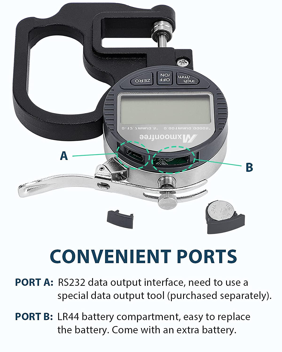 Electronic Digital Thickness Gauge with LCD Display, Unit Conversion, Storage Case, and Extra Battery - 0.001mm/0.00005" | 0-12.7mm/0.5" Micrometer Thickness Meter