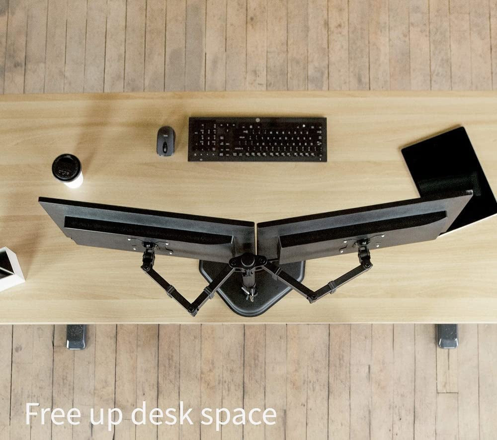 Free-Standing Desk Stand for Dual LED LCD Monitors - Supports 2 Screens up to 27 Inches with Heavy-Duty Fully Adjustable Arms, Max VESA 100x100mm